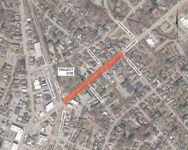 Map of Main Street Sidewalk Replacement Project location