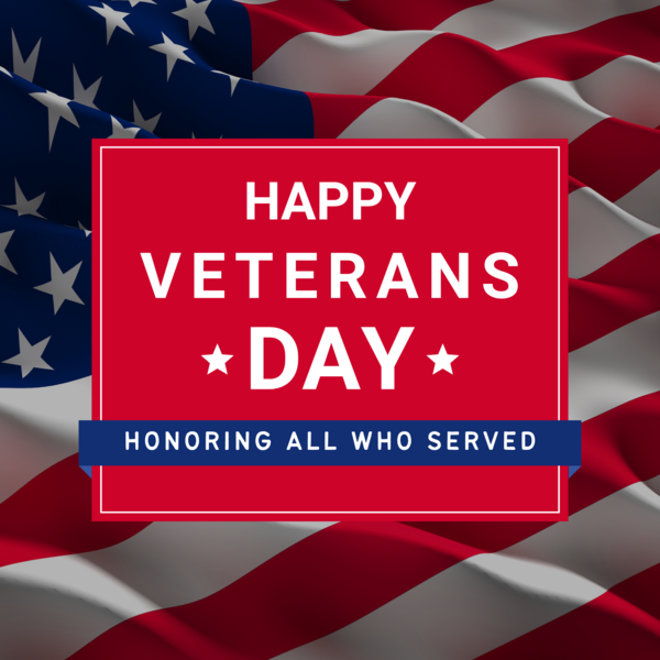 Happy Veterans Day with USA flag