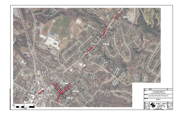 Map of locations where paving will take place
